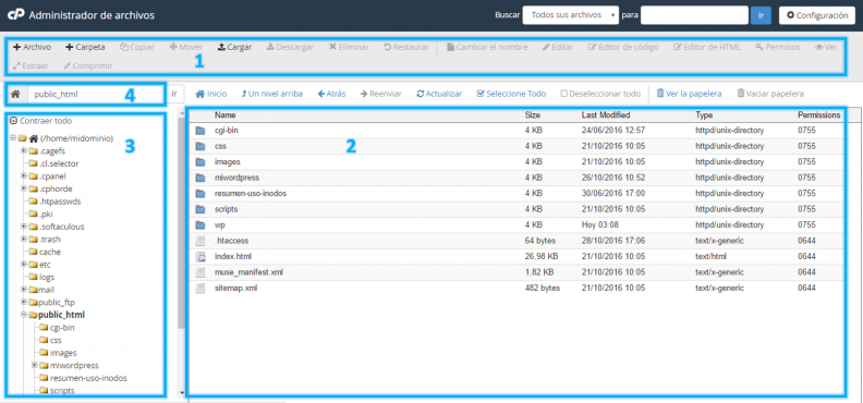 Cómo usar el administrador de archivos de cPanel? - Doc - OpenCloud